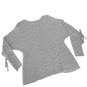 Caslon White Lightweight Knit Sweater Tie Sleeve Detail Size‎ L